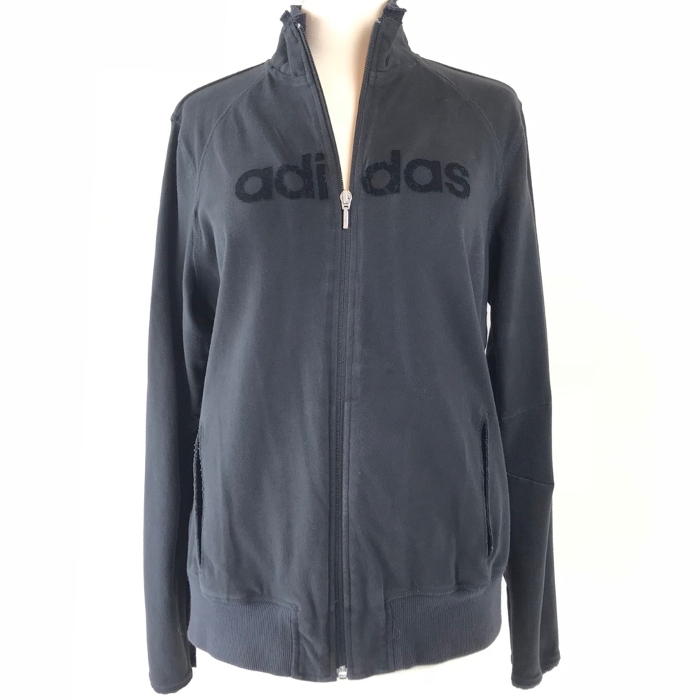Adidas | Zip Up Collared Sweater (Large) - Black